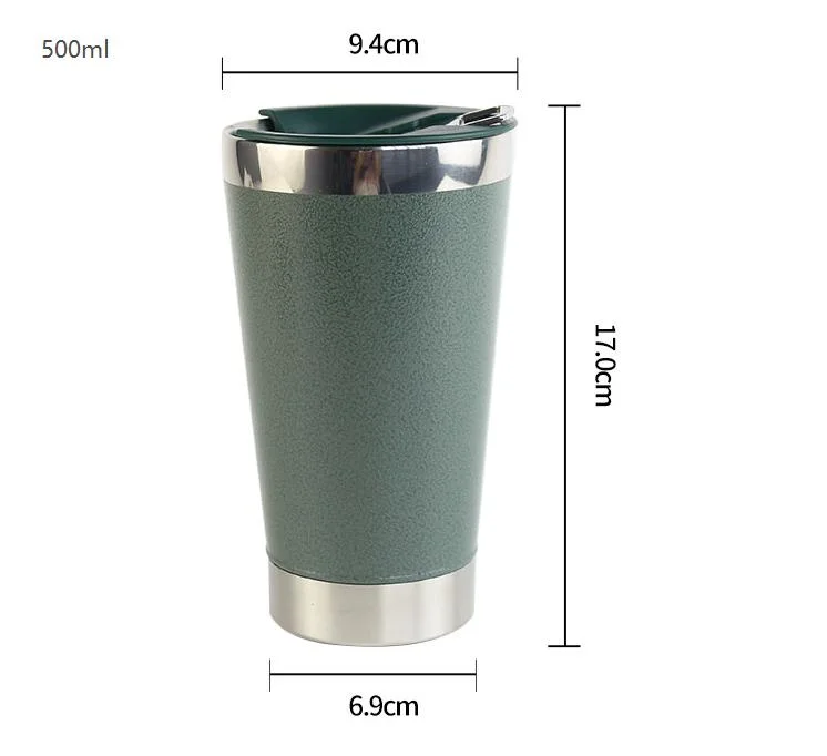 16oz Stainless Steel Double Wall Vacuum Insulated Metal Pint Glass Cups Beer Mug Cup with Built-in Bottle Opener