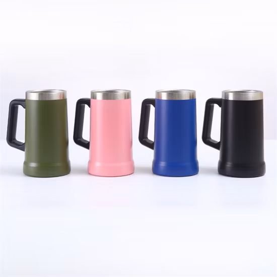 20oz 700ml Outdoor Travel Stainless Steel Beer Stein Vacuum Thermal Wine Beer Cup Mug with Handle