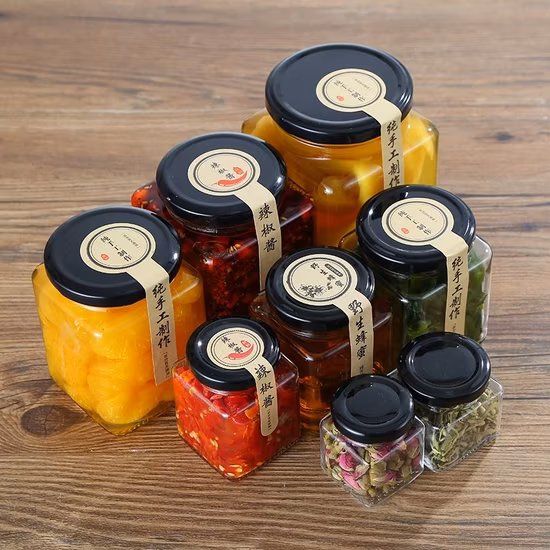 Square Glass Jar for Honey Jam Food Packaging