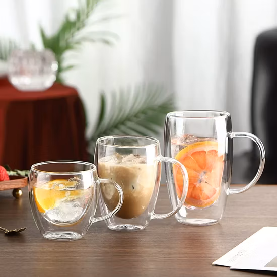 Heat Resistant High Borosilicate Glass Double Wall Glass Mug Coffee Cup