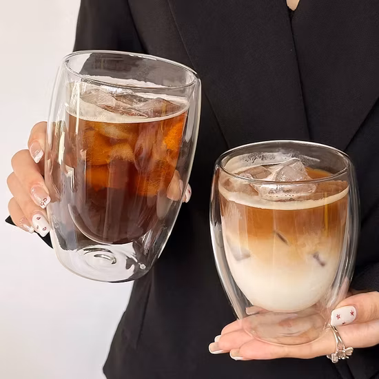 Heat Resistant High Borosilicate Glass Double Wall Glass Mug Coffee Cup