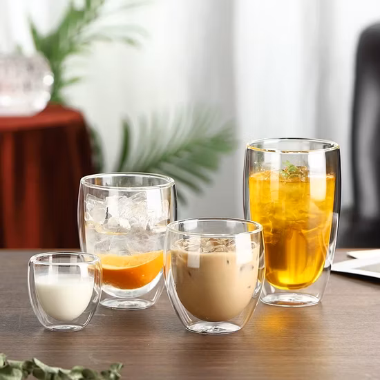 Heat Resistant High Borosilicate Glass Double Wall Glass Mug Coffee Cup