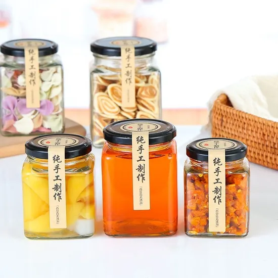 Square Glass Jar for Honey Jam Food Packaging