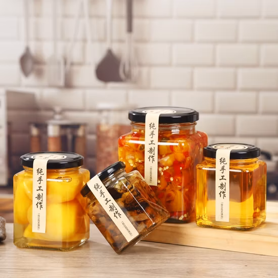 Square Glass Jar for Honey Jam Food Packaging