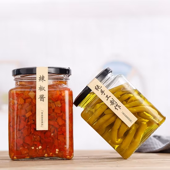 Square Glass Jar for Honey Jam Food Packaging