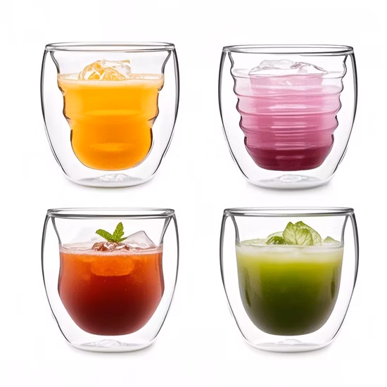 Transparent Double Wall Latte Glass Cup Coffee Mug for Tea Wine Water Drinking Borosilicate Glass Cup Glassware for Chiller Frosty Frozen Ice Beer Glass Tea Mug