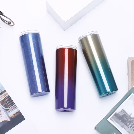 Full Wrap Print 24oz Stainless Steel Insulated Slim Skinny Tumbler with Straw